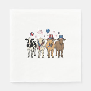 Patriotic Cow Lineup Vintage Vector Shirt Design_1 Napkin