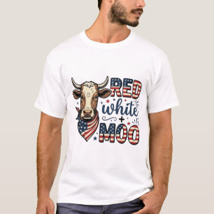 Patriotic Cow Red White Moo 4th of July Shirt Desi