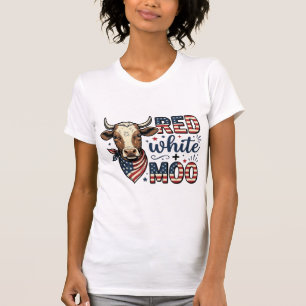 Patriotic Cow Red White Moo 4th of July Shirt Desi