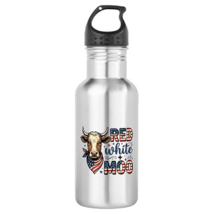 Patriotic Cow Red White Moo 4th of July Shirt Desi 532 Ml Water Bottle