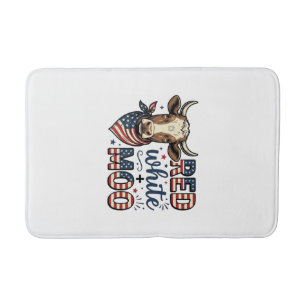Patriotic Cow Red White Moo 4th of July Shirt Desi Bath Mat