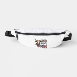 Patriotic Cow Red White Moo 4th of July Shirt Desi Bum Bags