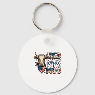 Patriotic Cow Red White Moo 4th of July Shirt Desi Key Ring