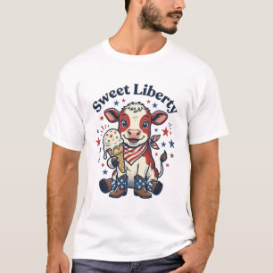 Patriotic Cow Shirt Cute Calf Ice Cream Vintage De