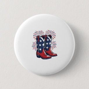 Patriotic Cowboy Boots Vintage Western Shirt Desig 6 Cm Round Badge