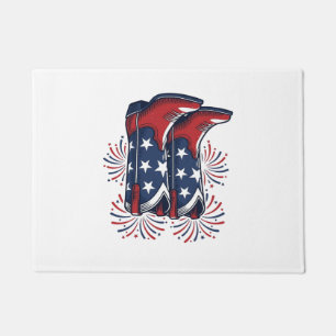 Patriotic Cowboy Boots Vintage Western Shirt Desig Doormat