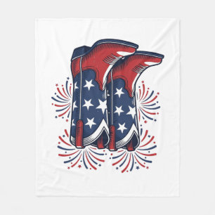 Patriotic Cowboy Boots Vintage Western Shirt Desig Fleece Blanket