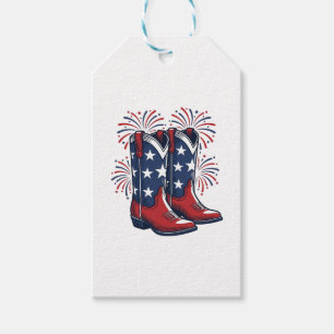 Patriotic Cowboy Boots Vintage Western Shirt Desig Gift Tags