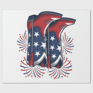 Patriotic Cowboy Boots Vintage Western Shirt Desig Wrapping Paper
