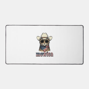 Patriotic Cowboy Cat Mewica Vintage Vector Design_ Desk Mat