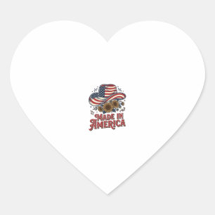 Patriotic Cowboy Hat Made in America Shirt Design_ Heart Sticker
