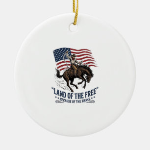 Patriotic Cowboy Land Of The Free Western Shirt De Ceramic Ornament
