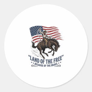 Patriotic Cowboy Land Of The Free Western Shirt De Classic Round Sticker