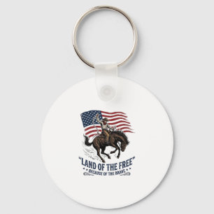 Patriotic Cowboy Land Of The Free Western Shirt De Key Ring