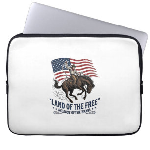 Patriotic Cowboy Land Of The Free Western Shirt De Laptop Sleeve