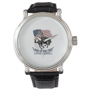 Patriotic Cowboy Land Of The Free Western Shirt De Watch
