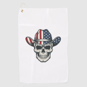 Patriotic Cowboy Skull Vintage Engraving Shirt_1 Golf Towel