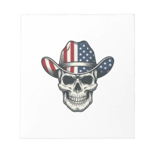 Patriotic Cowboy Skull Vintage Engraving Shirt_1 Notepad
