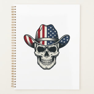 Patriotic Cowboy Skull Vintage Engraving Shirt_1 Planner