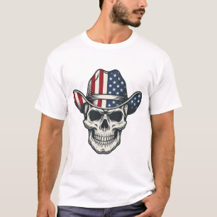 Patriotic Cowboy Skull Vintage Engraving Shirt_1 T-Shirt