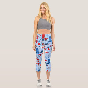 patriotic cowboy wiccan cowgirl western  capri leggings