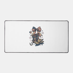 Patriotic Cowgirl Boots and Bow Western Shirt Desi Desk Mat