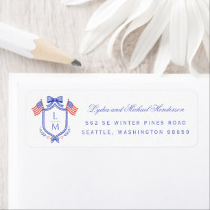 Patriotic Crest Wedding Return Address Label