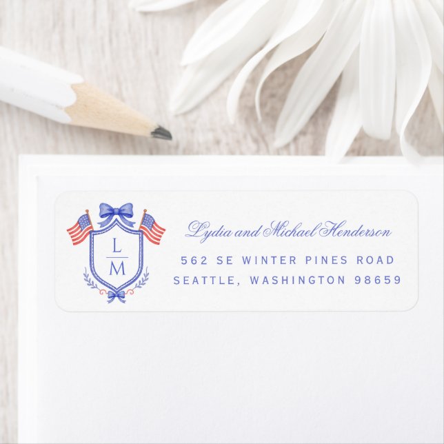 Patriotic Crest Wedding Return Address Label (Insitu)