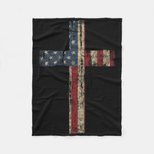 Patriotic Cross - American Flag Faith Us Independe Fleece Blanket