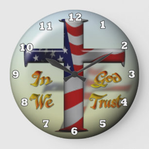 Patriotic Cross fun wall clock