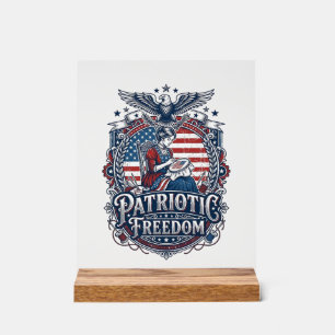 Patriotic Cross Stitcher Vector Graphic Tee_1 Acrylic Sign
