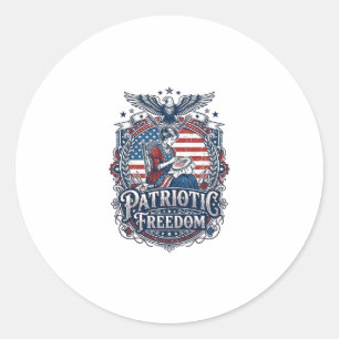 Patriotic Cross Stitcher Vector Graphic Tee_1 Classic Round Sticker