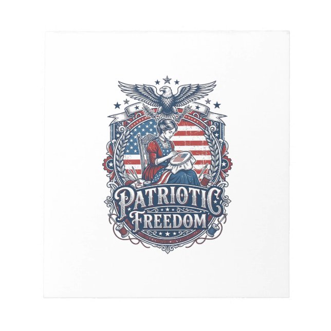 Patriotic Cross Stitcher Vector Graphic Tee_1 Notepad (Front)