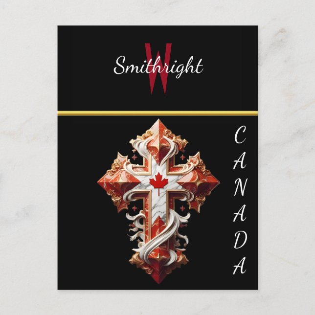 Patriotic Cross With Maple Leaf Postcard (Front)