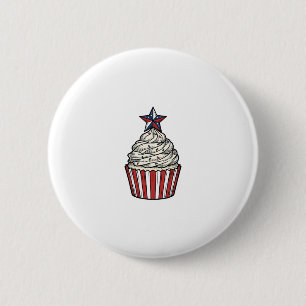 Patriotic Cupcake Vintage Engraving Fourth of July 6 Cm Round Badge