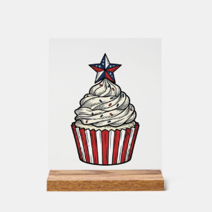 Patriotic Cupcake Vintage Engraving Fourth of July Acrylic Sign