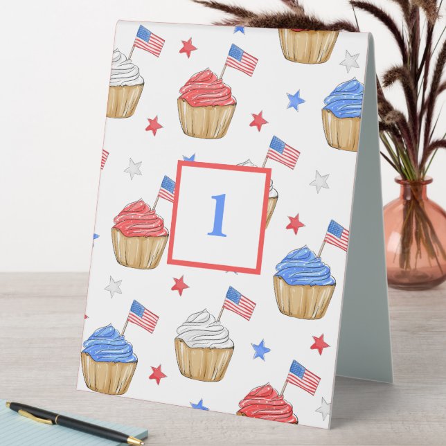 Patriotic Cupcakes Flag Star Red White Blue (In SItu (Table))