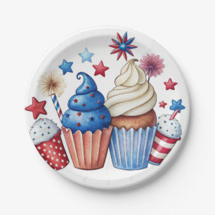 Patriotic cupcakes paper plate