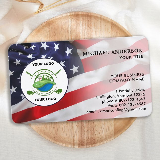 Patriotic Custom Corporate Logo American Flag Business Card (Creator Uploaded)