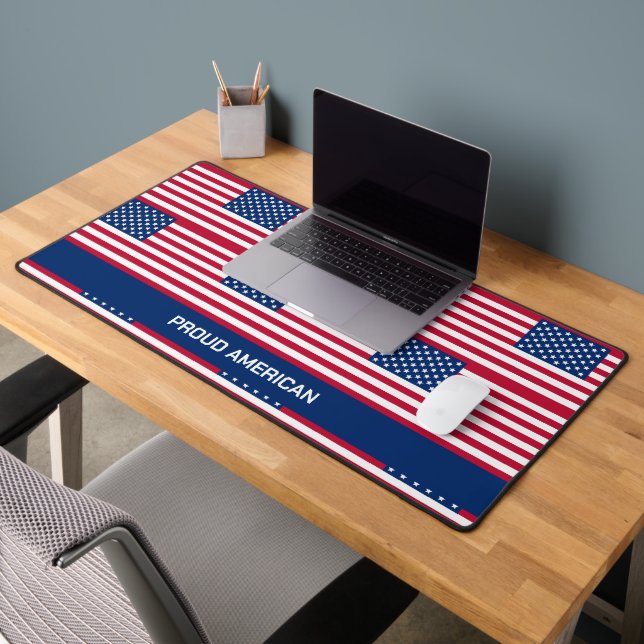 Patriotic Customisable USA American Flag Desk Mat (Office 2)