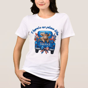 Patriotic Cute Calf Retro Truck USA Tri-Blend Shirt
