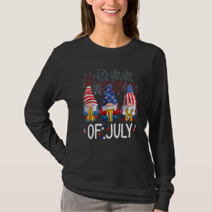 Patriotic Cute Gnomes 4th Of July Three American G T-Shirt