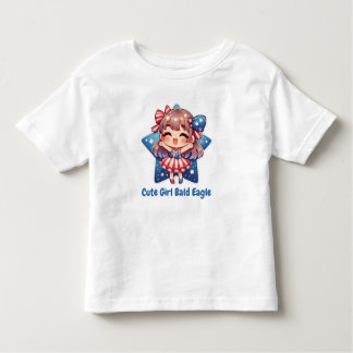 Patriotic Cutie – Baby Bald Eagle with Bow Girls' Toddler T-Shirt