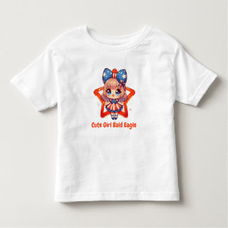 Patriotic Cutie – Baby Bald Eagle with Bow Girls' Toddler T-Shirt