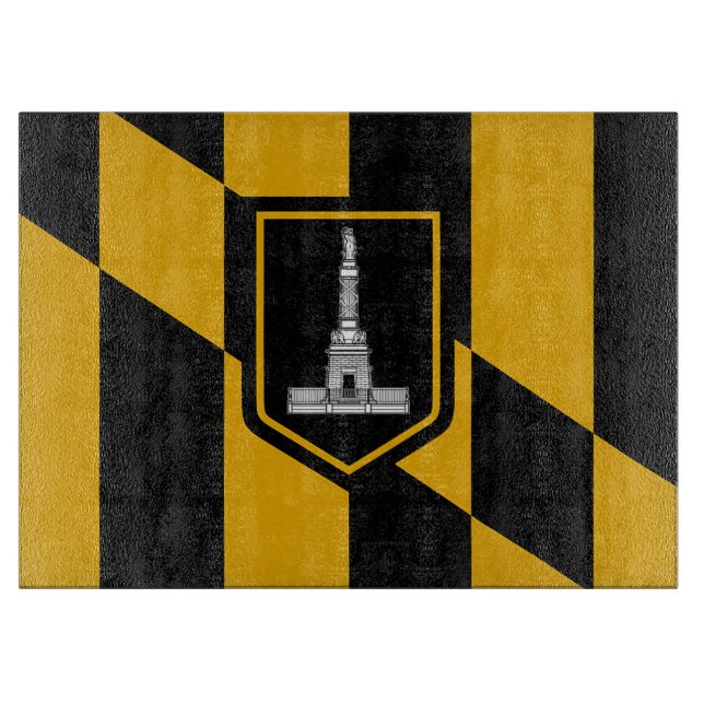 Patriotic cutting board with Flag of Baltimore (Front)