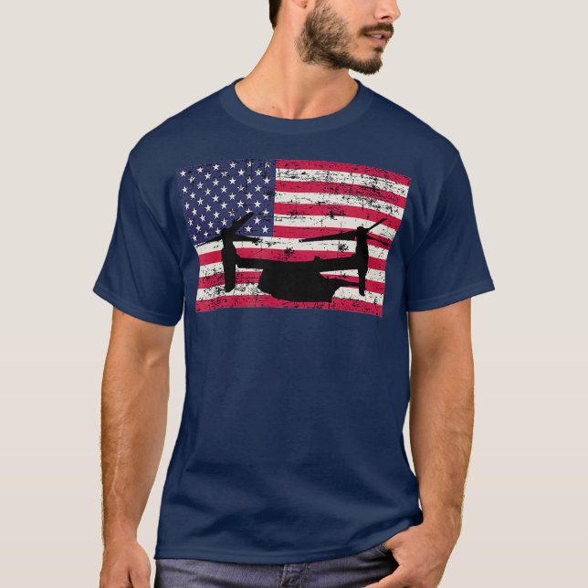 Patriotic CV22 Osprey American flag T-Shirt (Front)