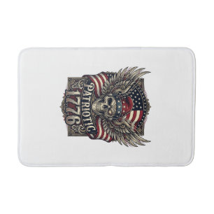 Patriotic Cyber Liberty Skull Cyberpunk Future Fre Bath Mat
