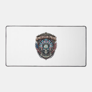 Patriotic Cyber Liberty Skull Cyberpunk Future Fre Desk Mat