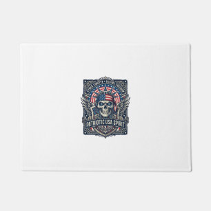 Patriotic Cyber Liberty Skull Cyberpunk Future Fre Doormat