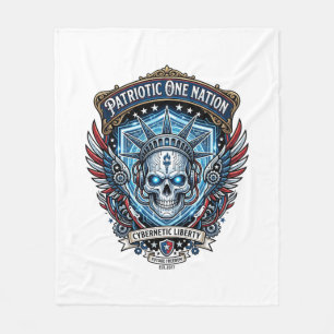 Patriotic Cyber Liberty Skull Cyberpunk Future Fre Fleece Blanket